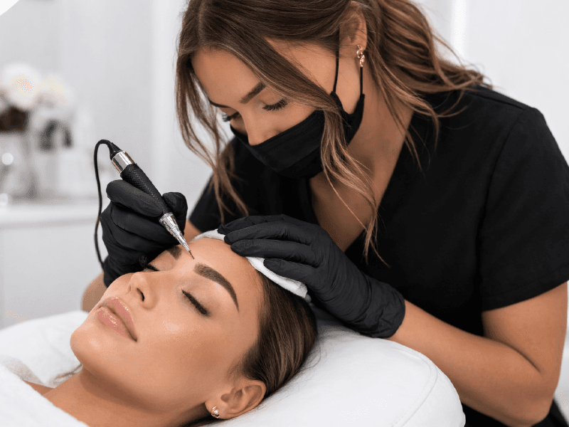 PMU artist performing a beauty procedure